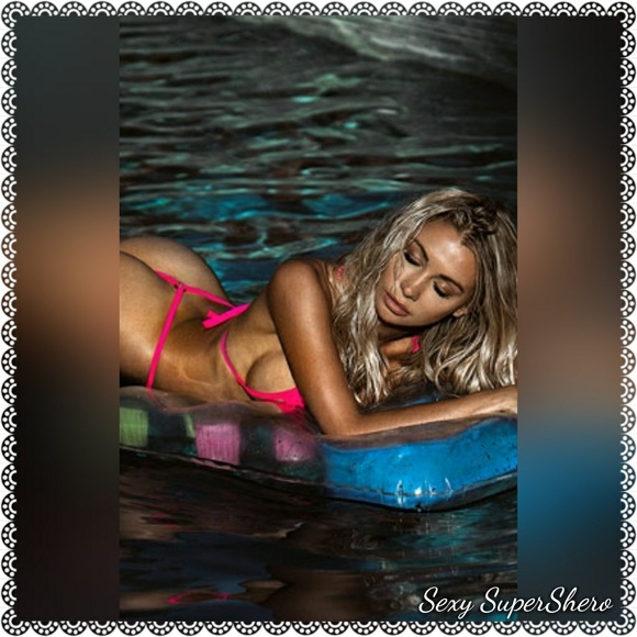 🆕💕🔁Sexy Neon Nites Pink Micro String Bikini Set - Picture 2 of 6